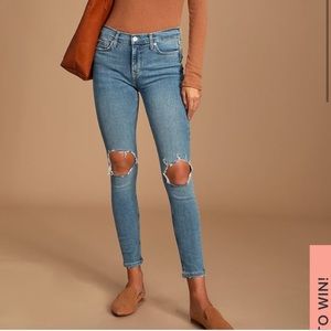 NEW Free People High Rise Busted Knee Skinny Jeans